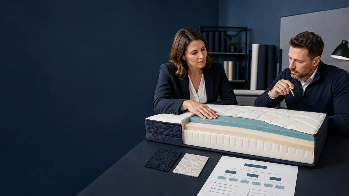 UK foam mattress manufacturing cost review with a private-label buyer, OEM engineer and layered mattress sample