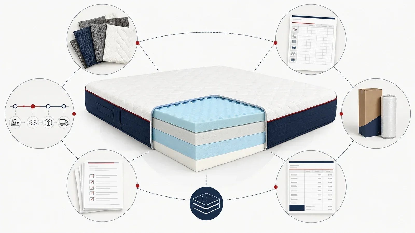 Private label foam mattress program connecting product specifications branding cost compliance packaging and replenishment